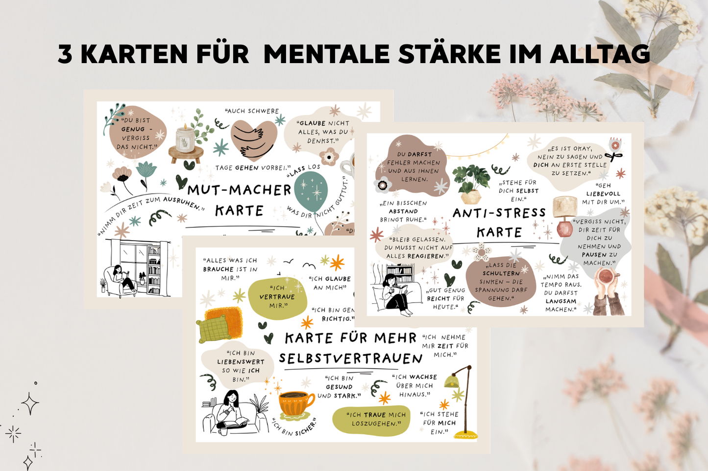 3 Karten für mentale Stärke im Alltag