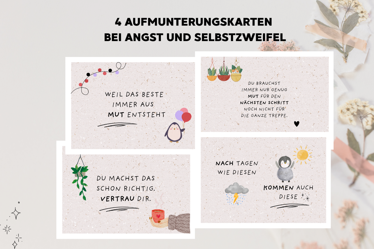 4 Aufmunterungskarten bei Angst und Selbstzweifel